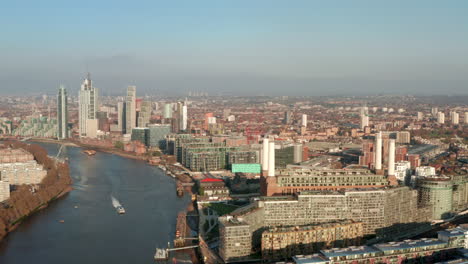 Aerial-shot-towards-Battersea-Power-station-and-Vauxhall-skyscrapers
