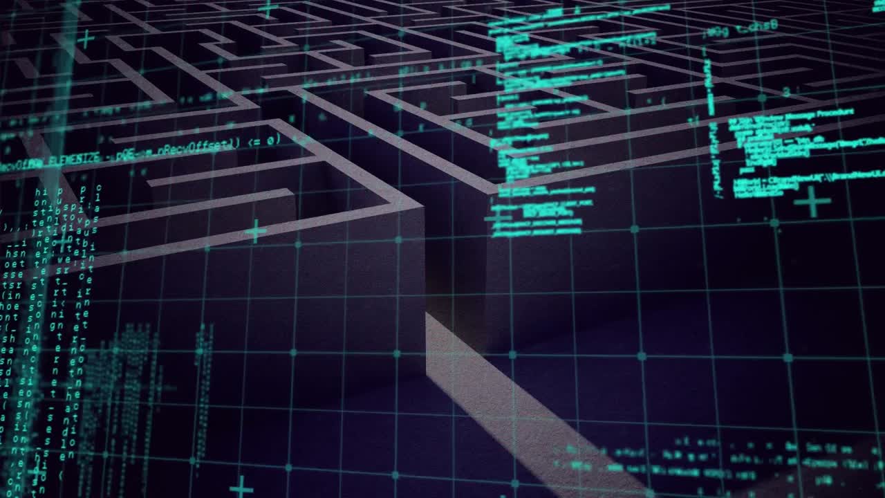 animación del procesamiento de datos sobre el laberinto