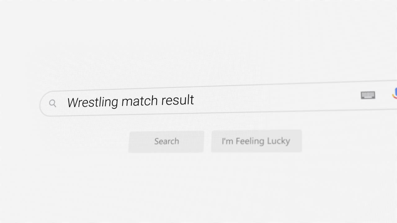 ricerca del risultato di una partita di wrestling su un browser internet
