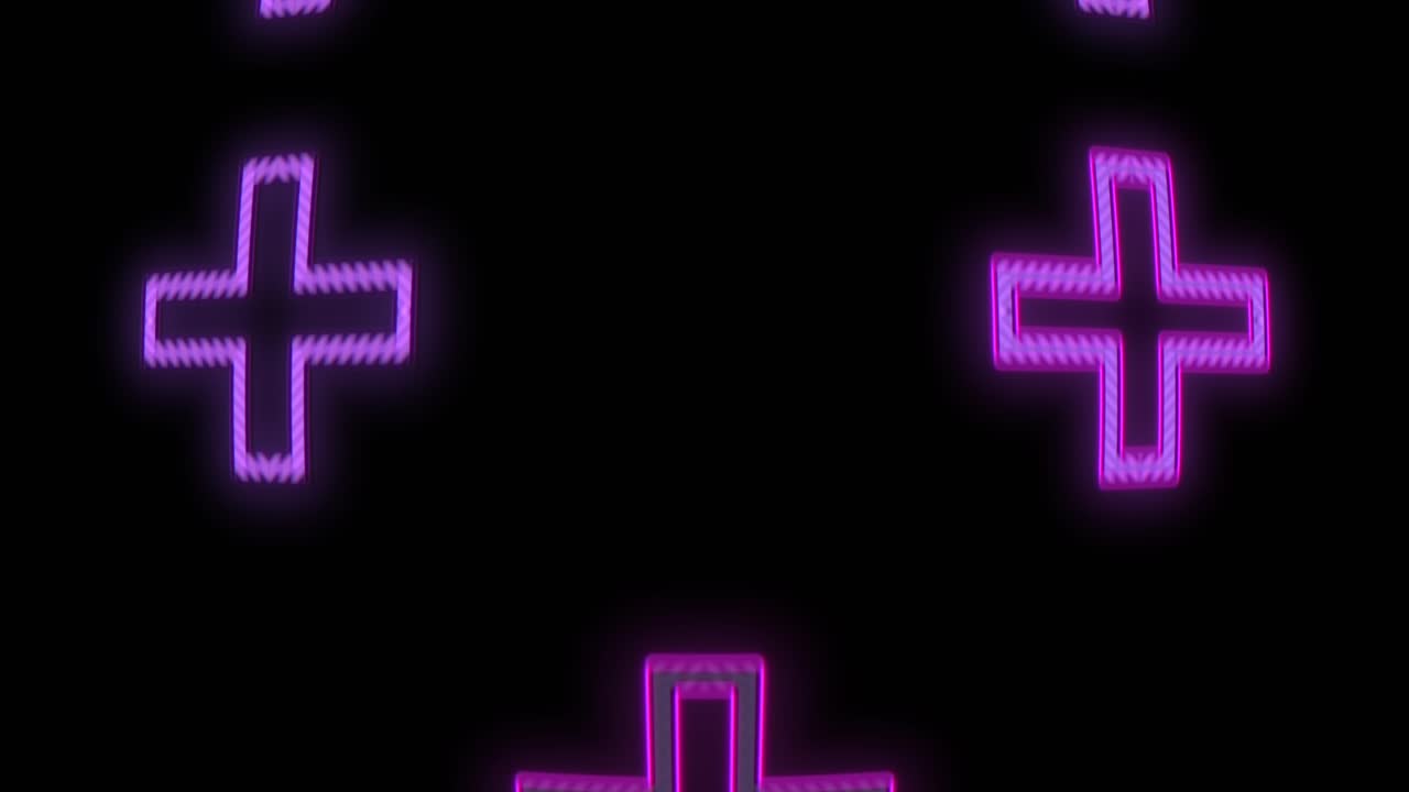 Pulsing neon purple crosses pattern in rows 8