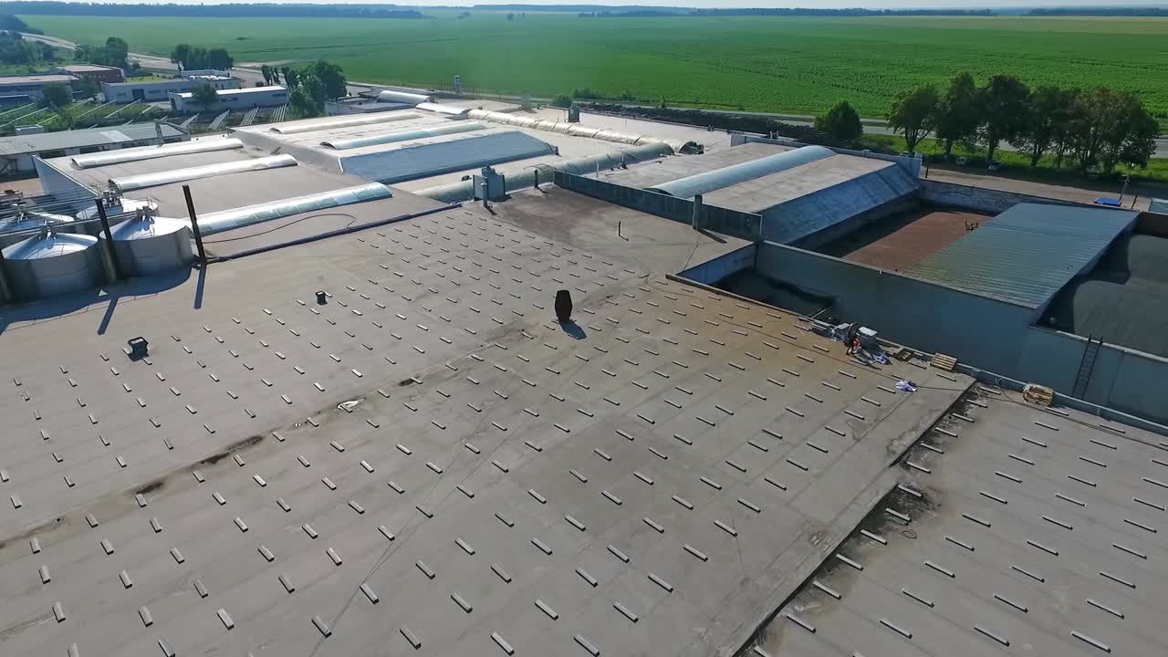 Big construction site. Aerial shot of the building in the process of construction