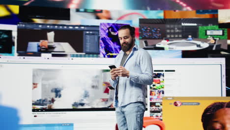 social media user feels happy connecting on multiple social network apps