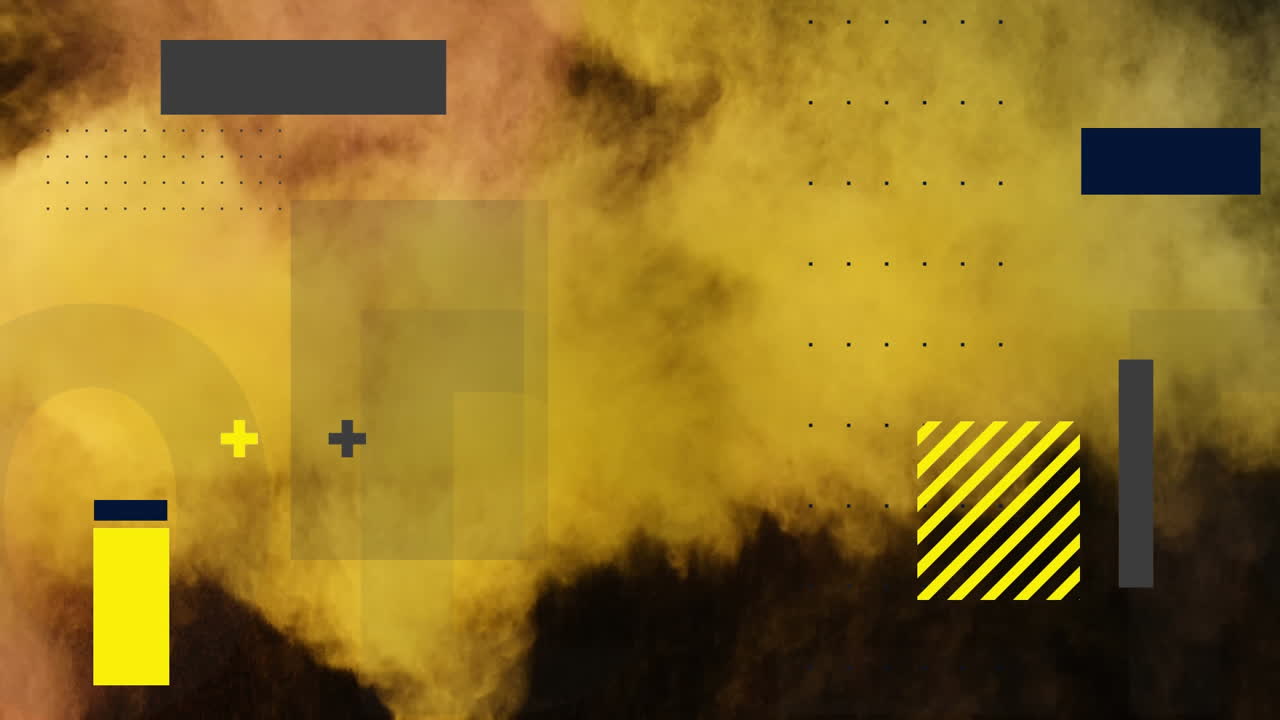 cuadrángulos y polvos rosados y amarillos