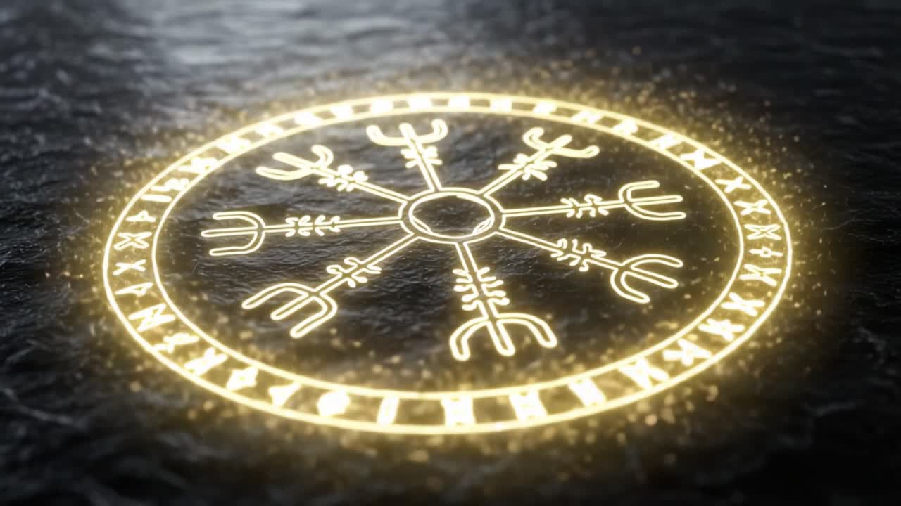 A Mystical Sigil Illuminates the Surface, Radiating Energy and Secrets as It Catches the Light in an Enigmatic Display of Intricate Designs and Symbolism