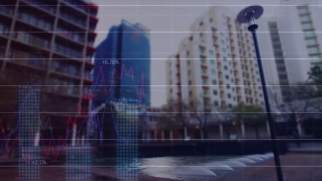 animación del procesamiento de datos sobre el paisaje urbano