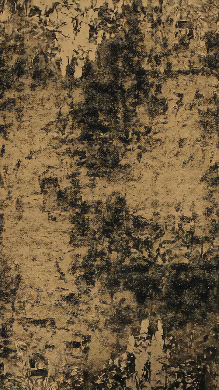 Vertical video: Illumination rising exposing aged wall in studio, showing peeling gold paint