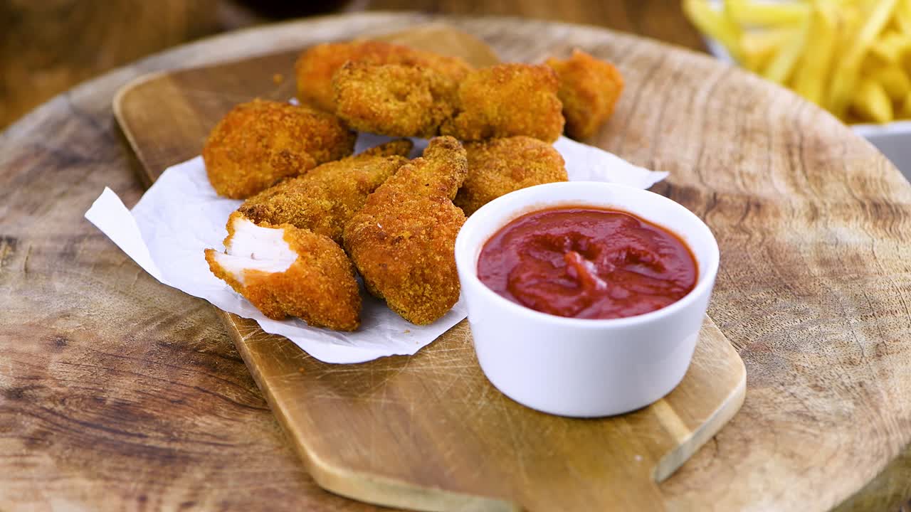 porción de nuggets de pollo caseros (sin costura en bucle)