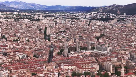 drone view of marseille, st. vincent de paul church and more, france