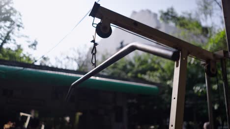 close-up of an outdoor gym pull-up bar