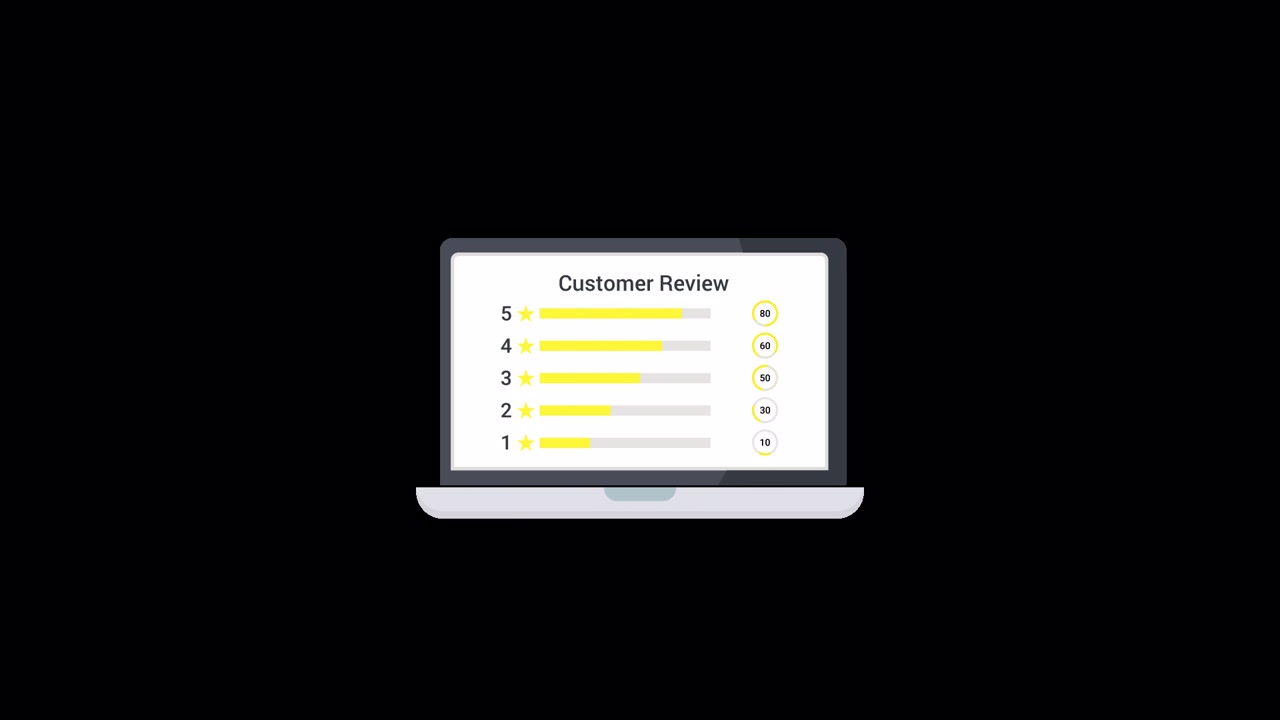 Animated Customer Review Star Rating System on Laptop Screen