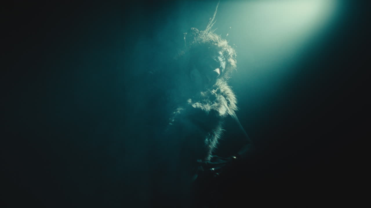 A creepy witch during the night storm