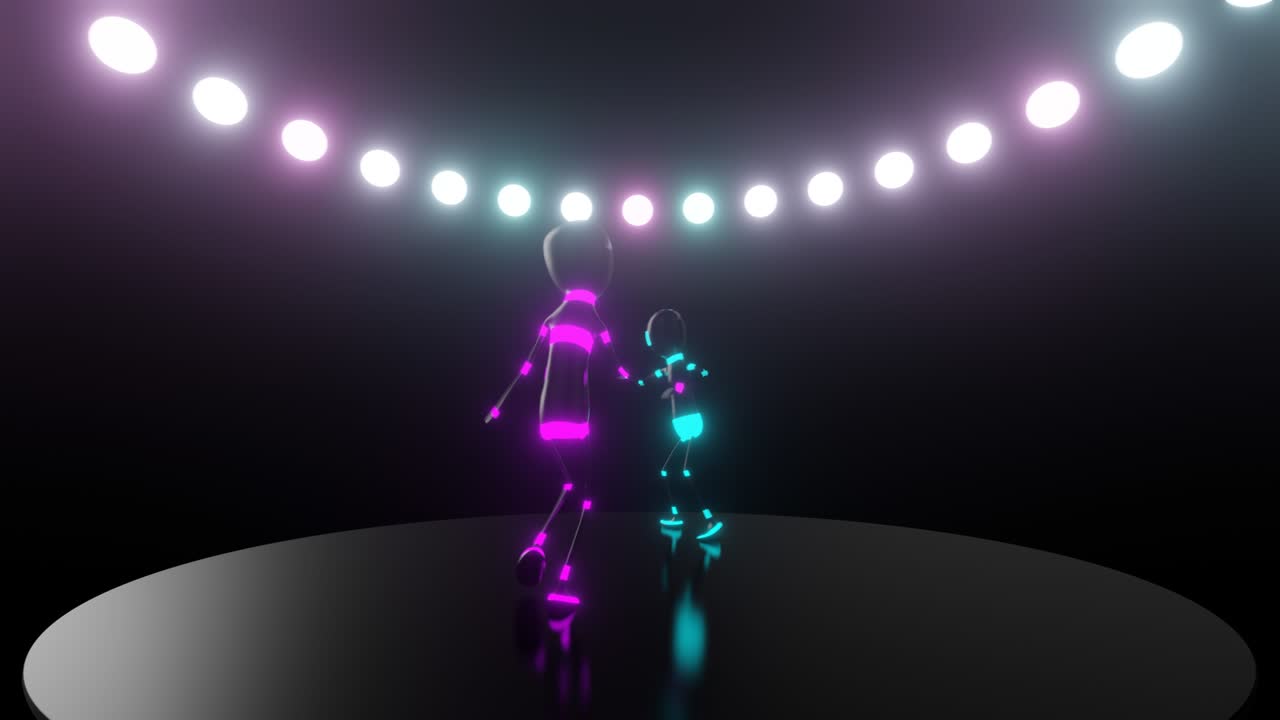 Dance battle VJ siamless loop. 3d Render