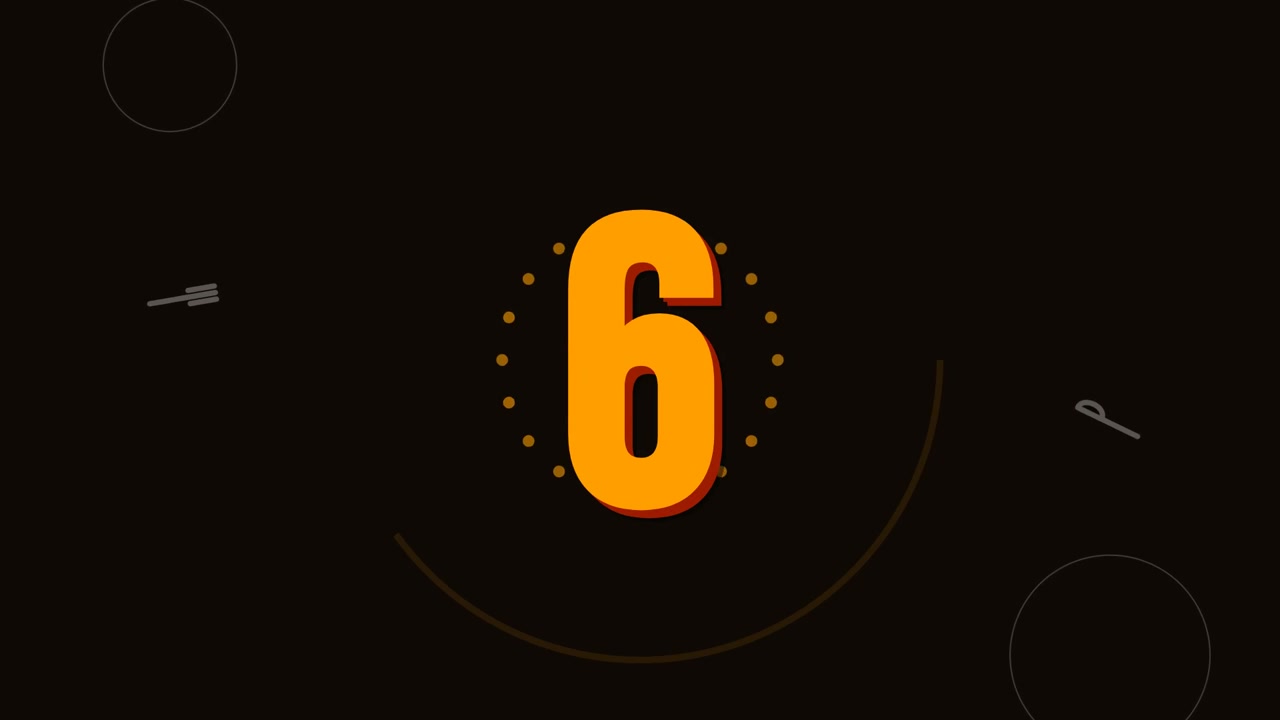 Animated Countdown Timer from Ten to Zero on Dark Background
