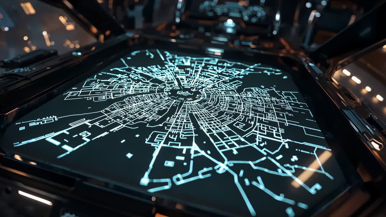 Futuristic City Map Display