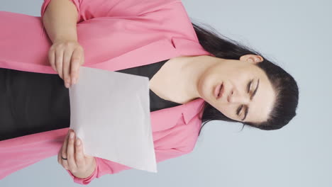 vertical video of business woman trying to memorize his presentation.