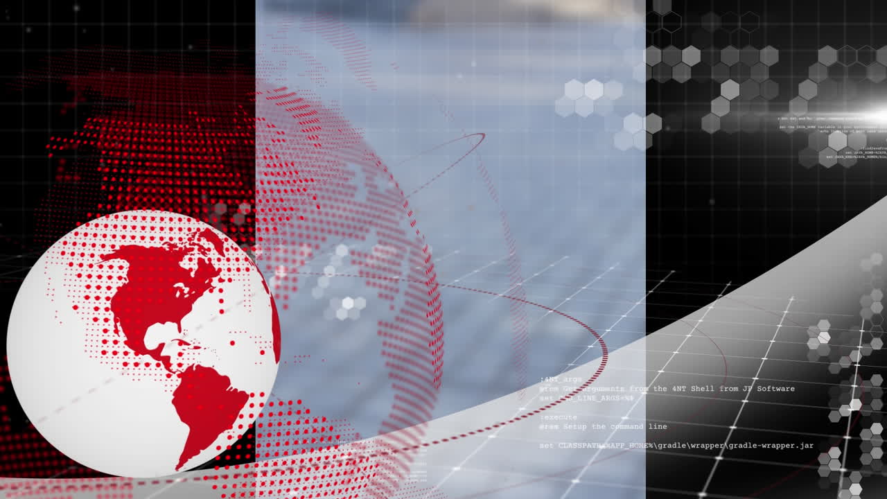 animación de un globo giratorio sobre un fondo oscuro