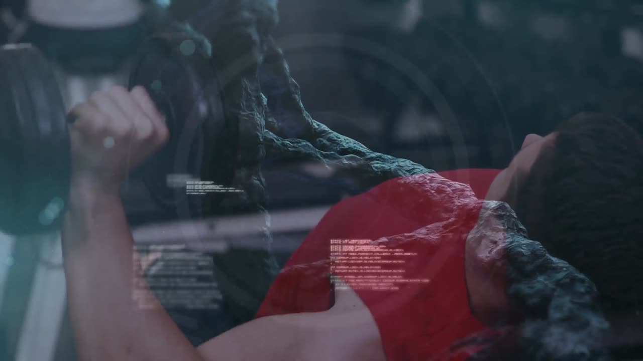 dna 가닥 스피닝과 데이터 처리의 애니메이션 강한 남자 운동