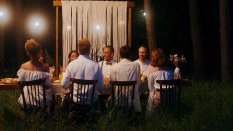 outdoor wedding reception in the forest