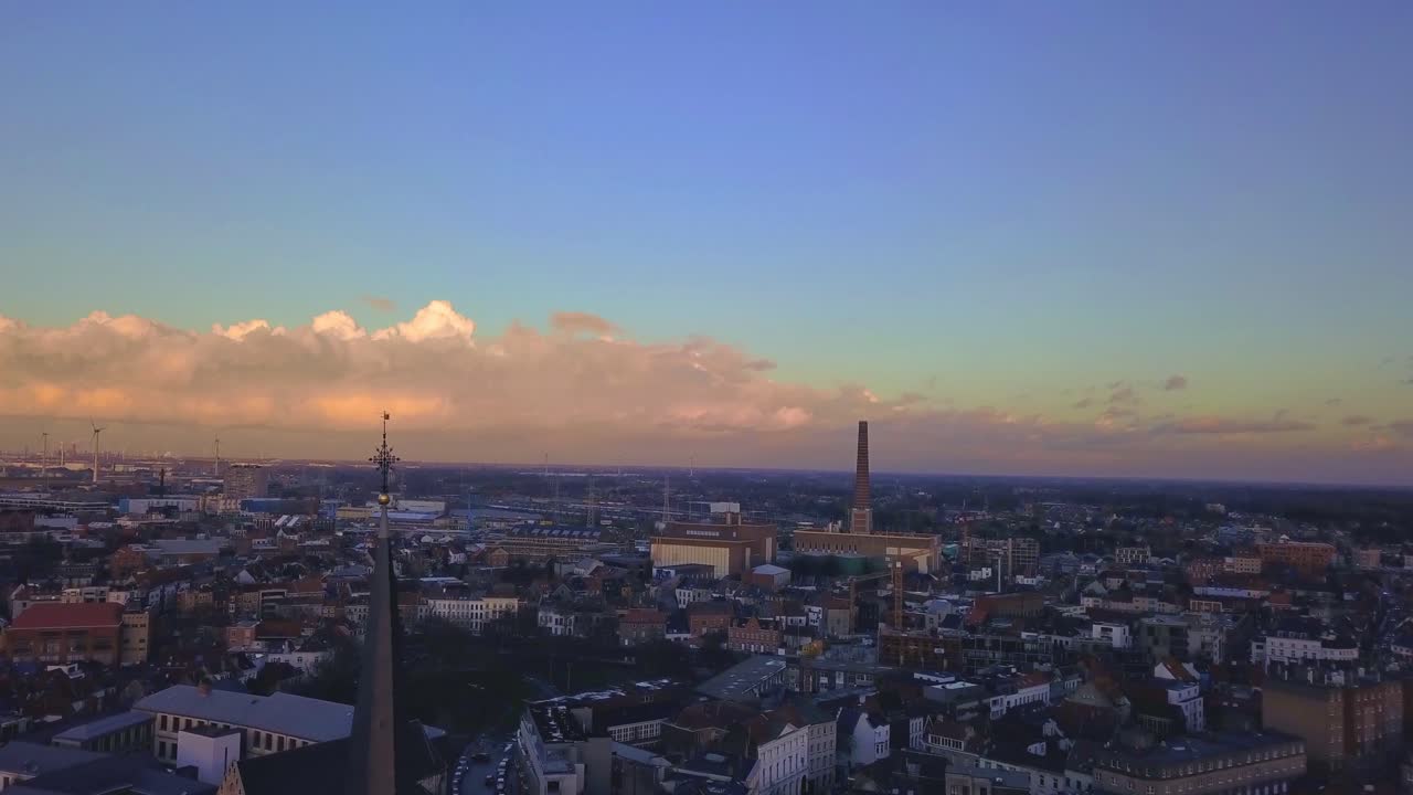 aéreo dron puesta de sol paso elevado gante bélgica
