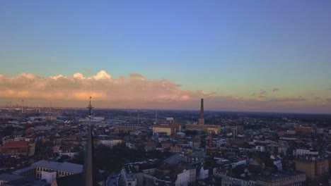 aerial drone sunset flyover ghent belgium