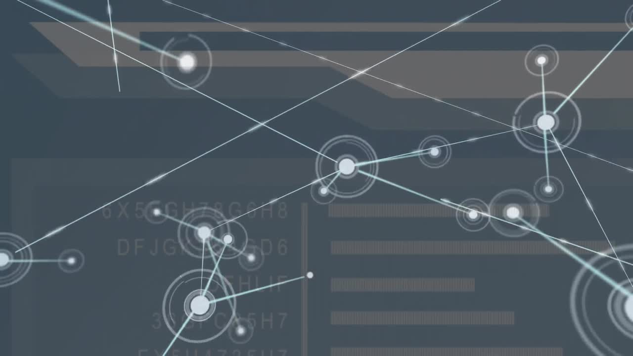 블랙 배경 위의 연결 네트워크와 데이터 처리의 애니메이션