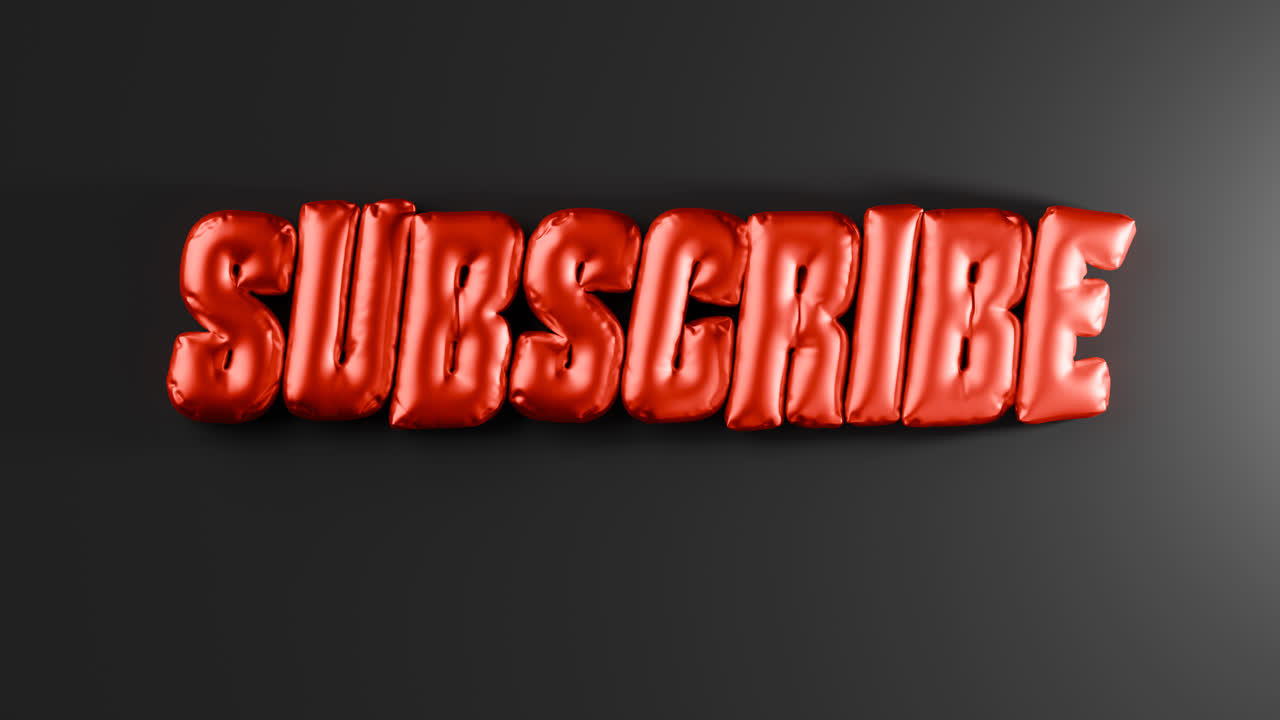 Red Inflatable 'Subscribe' Text Appearing on Dark Background