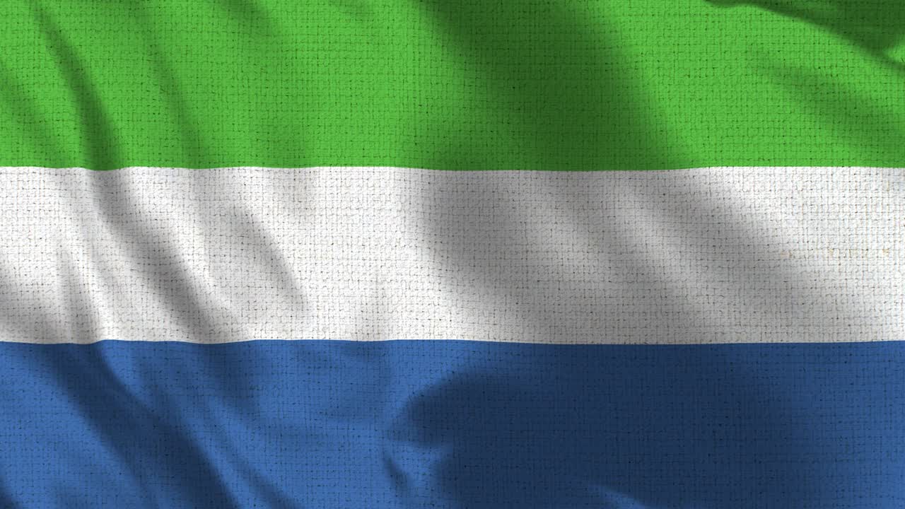 Sierra Leone Flag - Realistic 4K - 60 fps flag of the Sierra Leone waving in the wind.
