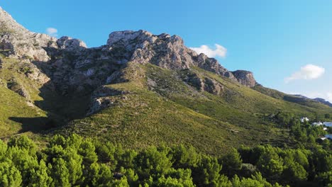 massive mountain cliffs rock formations, aerial majorca