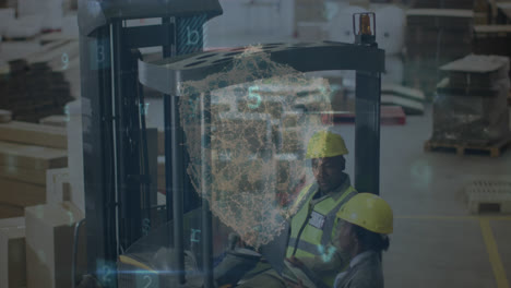 animación de cerraduras y procesamiento de datos sobre diversas personas que trabajan en el almacén