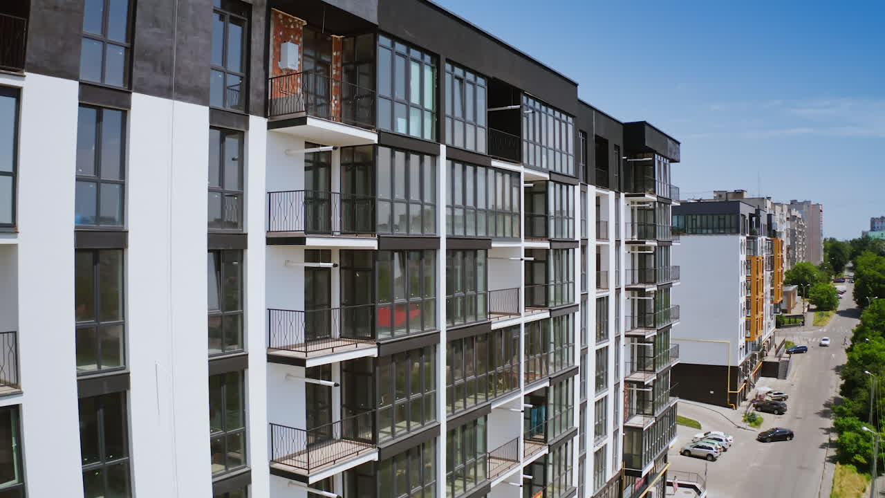 Aerial view of apartment complex. Aerial view of residential complex for young families