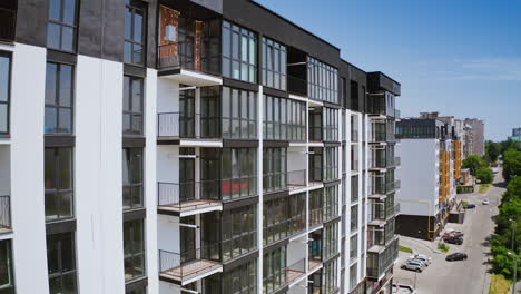 aerial view of apartment complex. aerial view of residential complex for young families