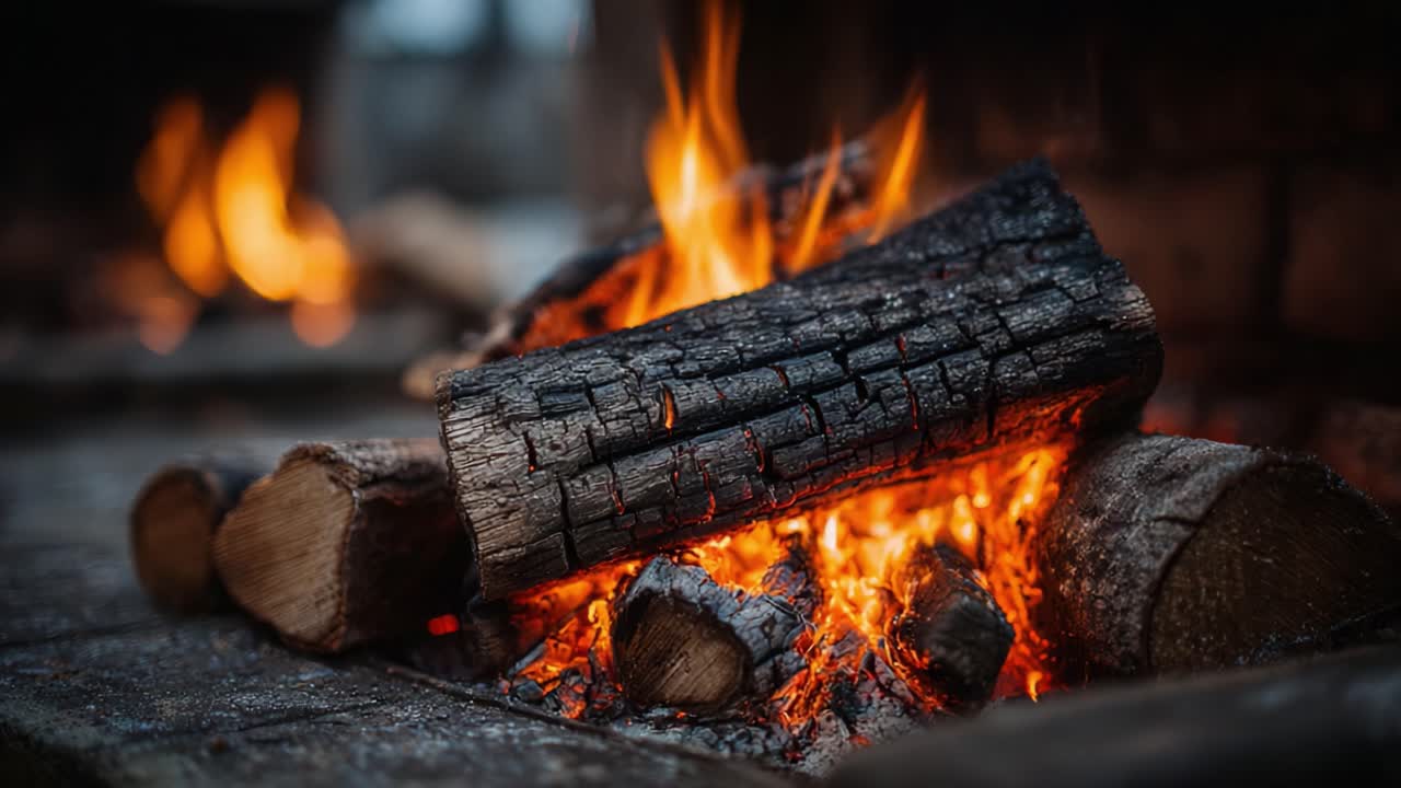 A Captivating Close-Up of a Cozy Campfire, Showcasing the Intense Flames that Dance Around Charred Logs, Creating an Inviting Atmosphere for Gatherings