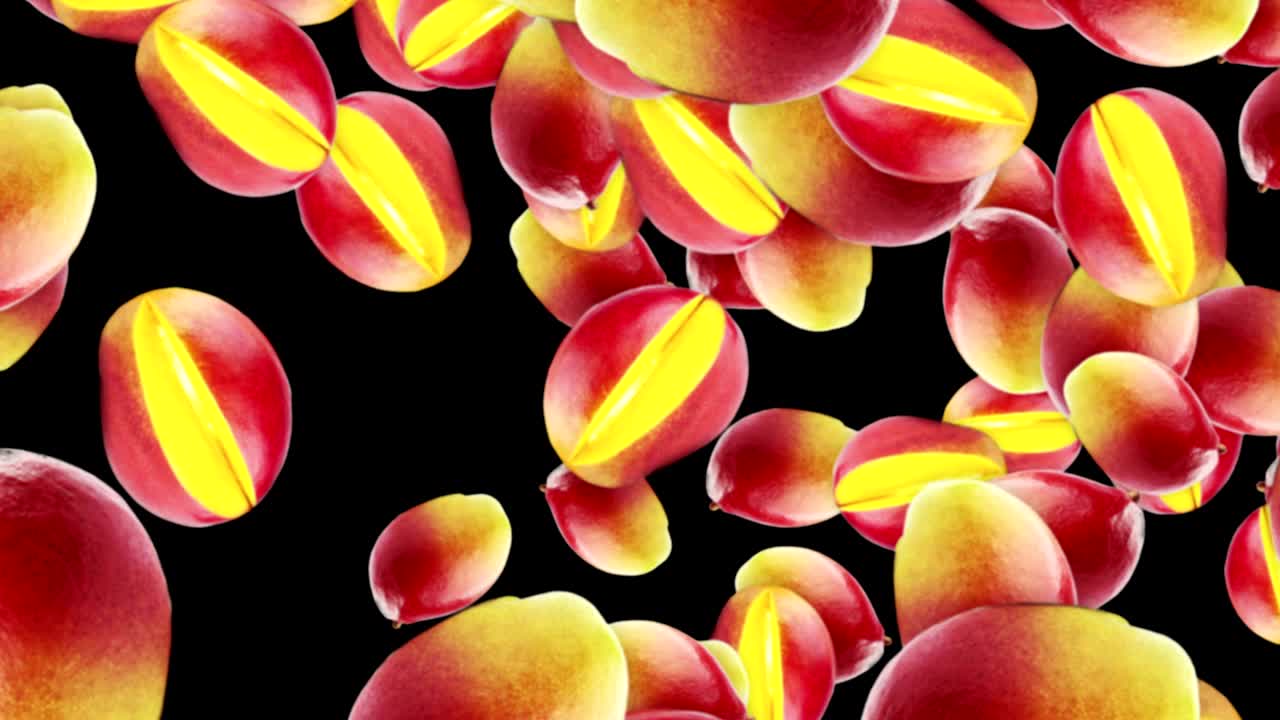 fondo de mangos que caen, bucle, 60 fps, con el canal alfa