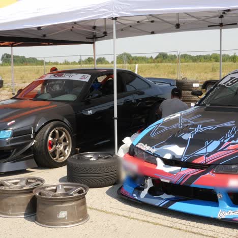 drift cars in garage area