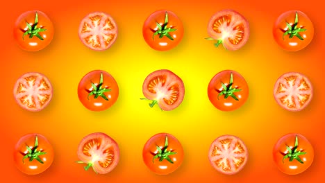 looping animated abstract video with spinning tomatoes