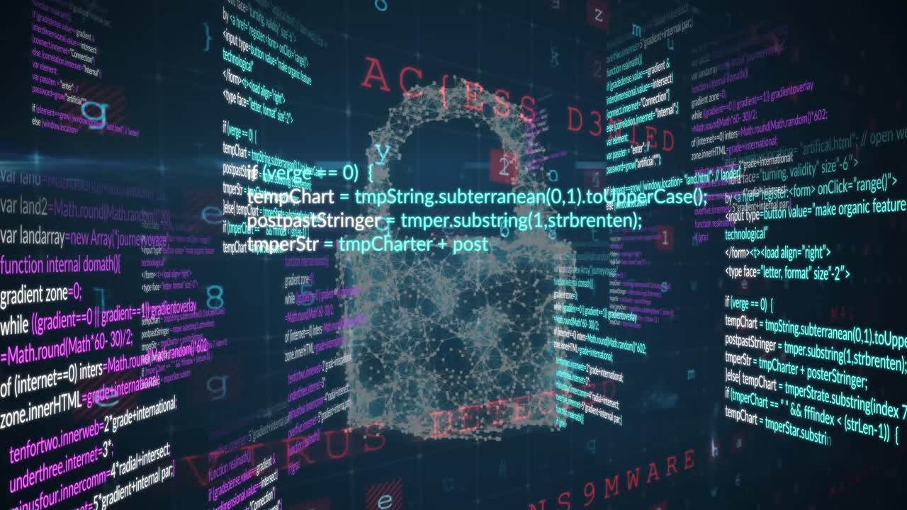 Animation of padlock and online security data processing