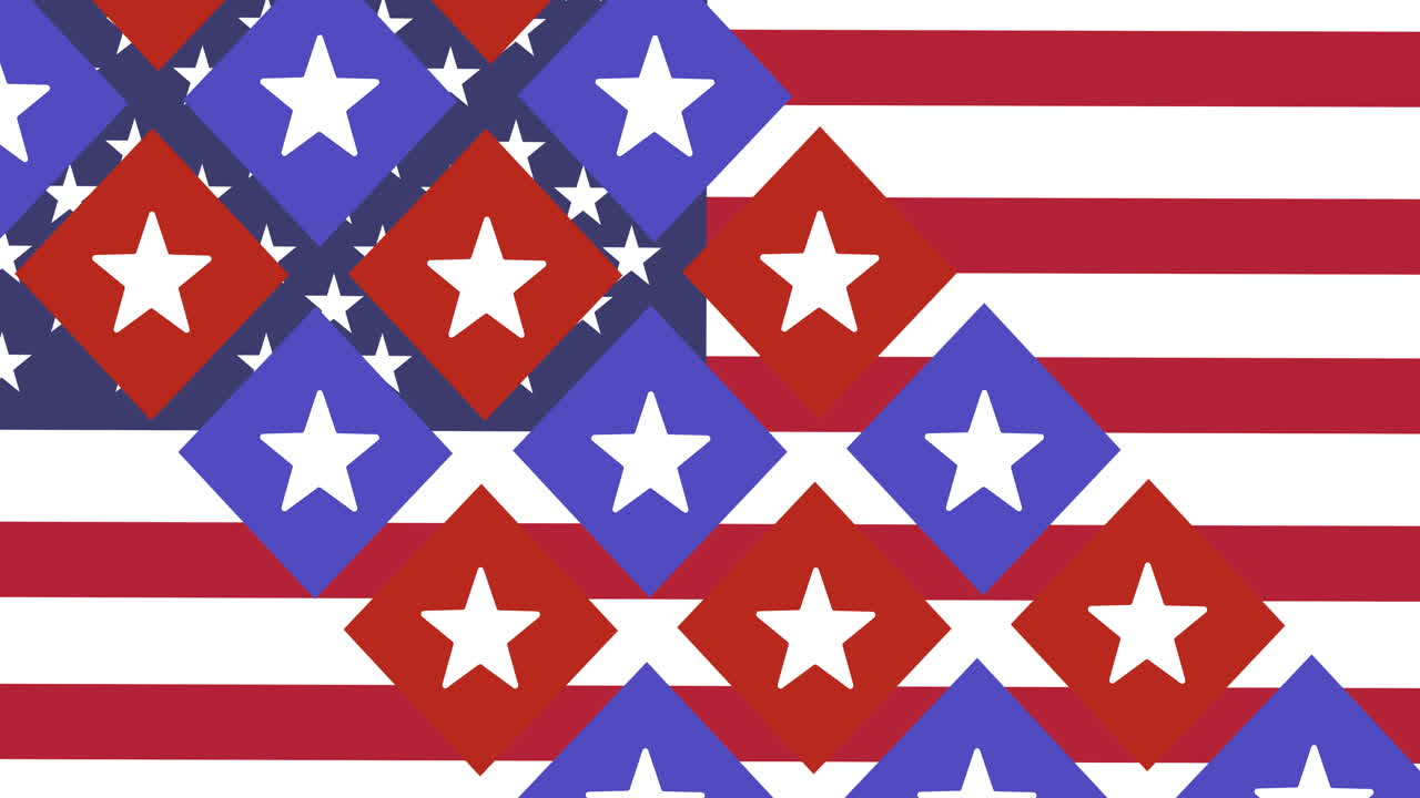 미국 발 위의 별과 사각형의 애니메이션