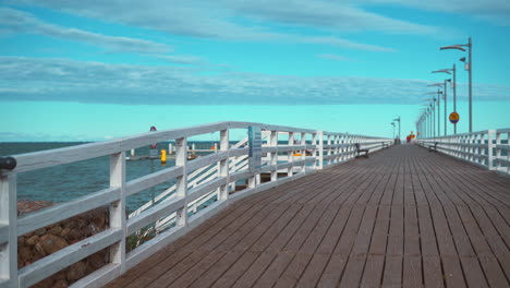 Panorammic-view-of-pier-in-Mechelinki,-Poland