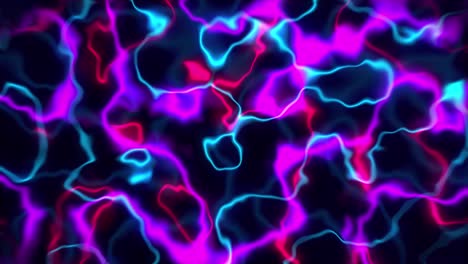 Neon-glow-lines-abstract-loop-3D-animation-particle-blood-cells-light-motion-graphics-squiggle-arteries-vein-energy-background-visual-effect-colour-liquid-art-4K-pink-blue-red