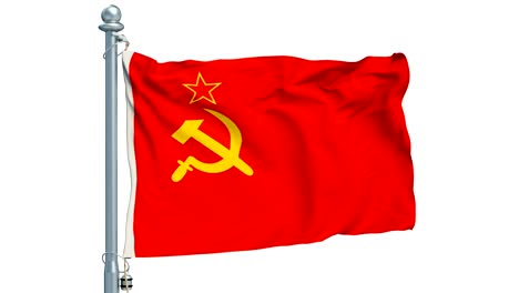 ussr flag waving on white background, animation. 3d rendering