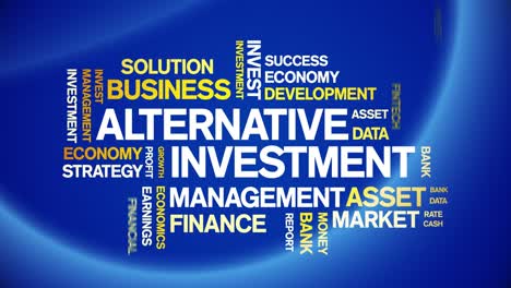 4k alternative investment animated tag word cloud,text animation seamless loop.