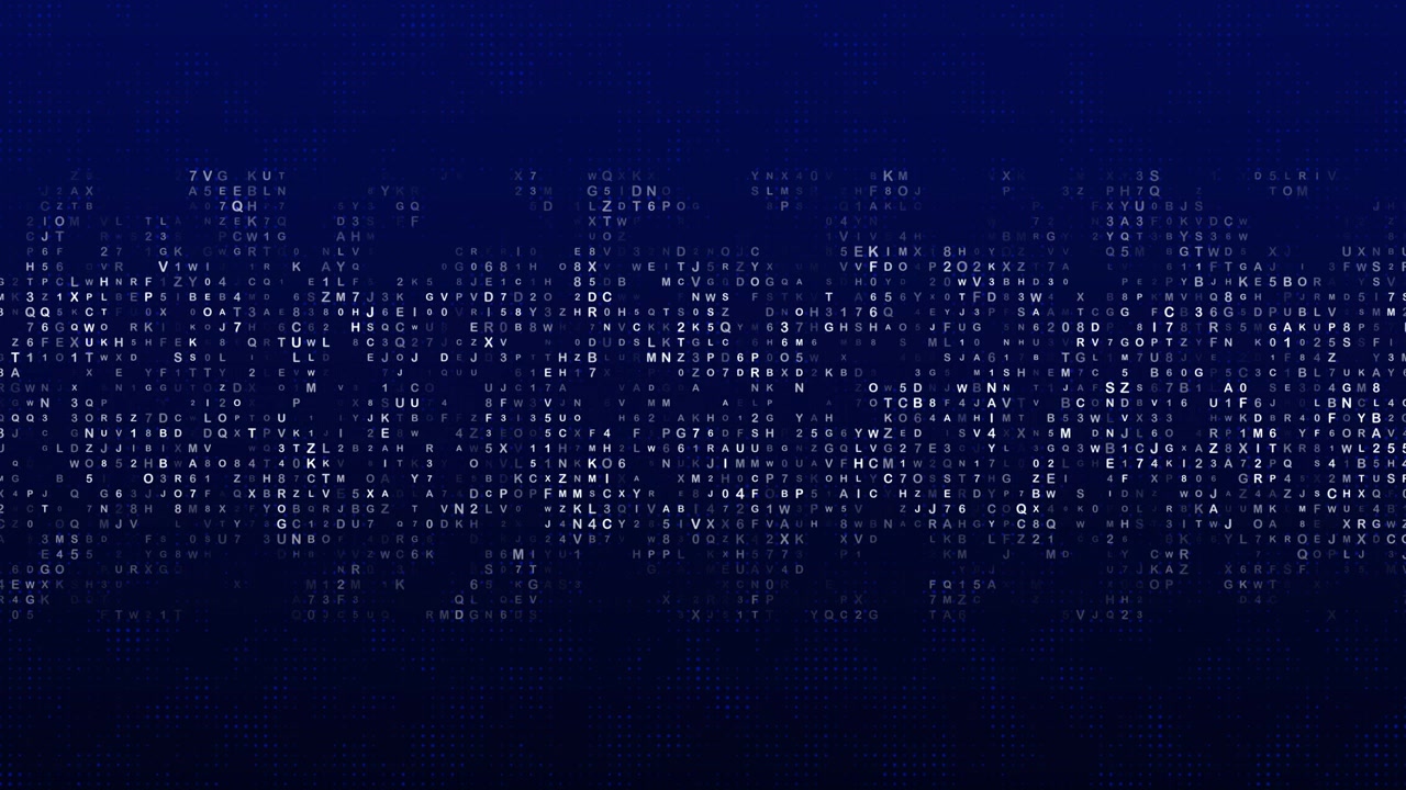 Digital Data Stream with Scrolling Alphanumeric Characters