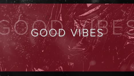 animation of multiple circles over good vibes text against snowfall on black background