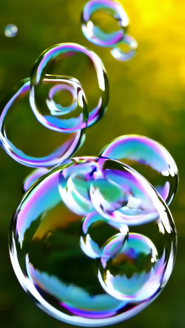Iridescent Soap Bubbles with Colorful Reflections