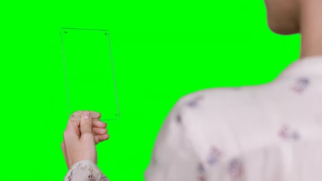 woman pretending to use digital tablet