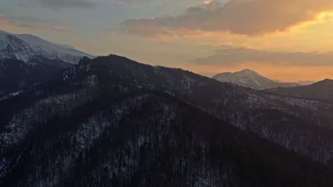 quiet scenery of the tatra mountains in poland during sunset - aerial shot