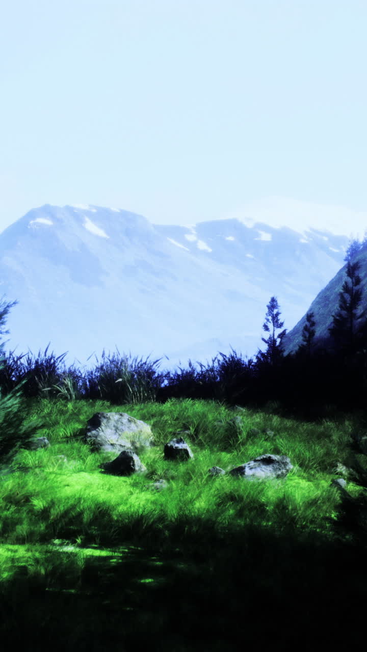 Stunning landscape view of mountains and lush greenery during bright daylight