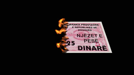 burning kosovo dinare