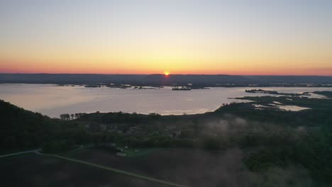 sunrise over a river valley