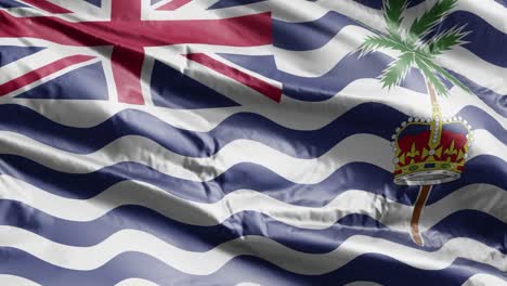 british indian ocean territory flag slow waving on the wind loop. british indian ocean territory banner smoothly swaying on the breeze. full filling background. 20 seconds loop.